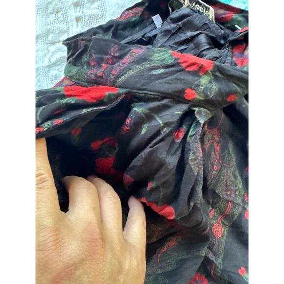 Vintage Talbots Black Floral Midi Skirt w/ Pockets Cottagecore M USA - Picture 4 of 4